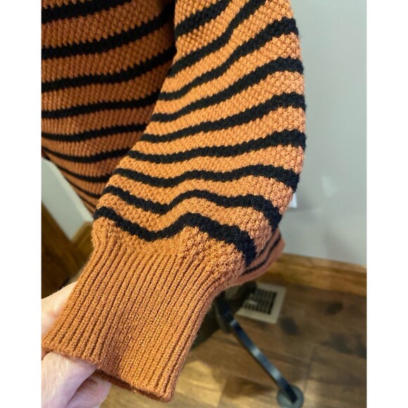 Kirundo Sweater Womens Size Large Oversized Striped Black & Brown Stretchy - Picture 5 of 12